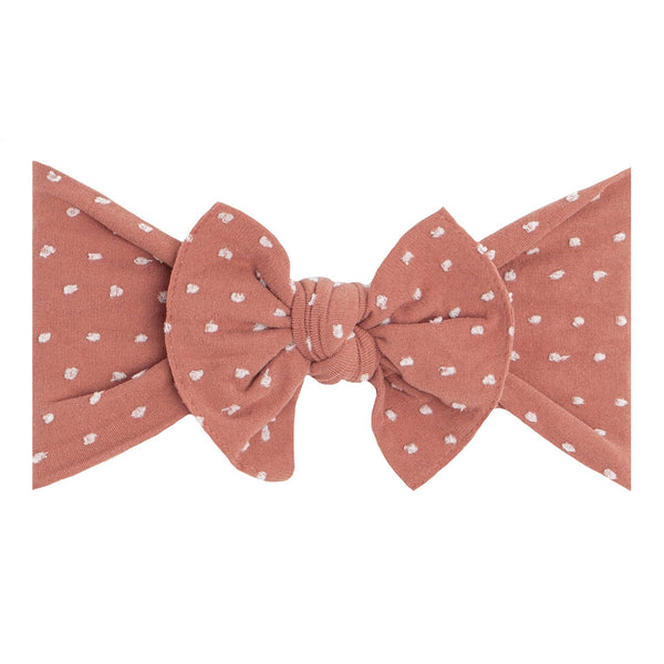 patterned-shabby-knot-putty-white-dot Baby Bling Bows clips headbands - Sophia's StylePATTERNED SHABBY KNOT-